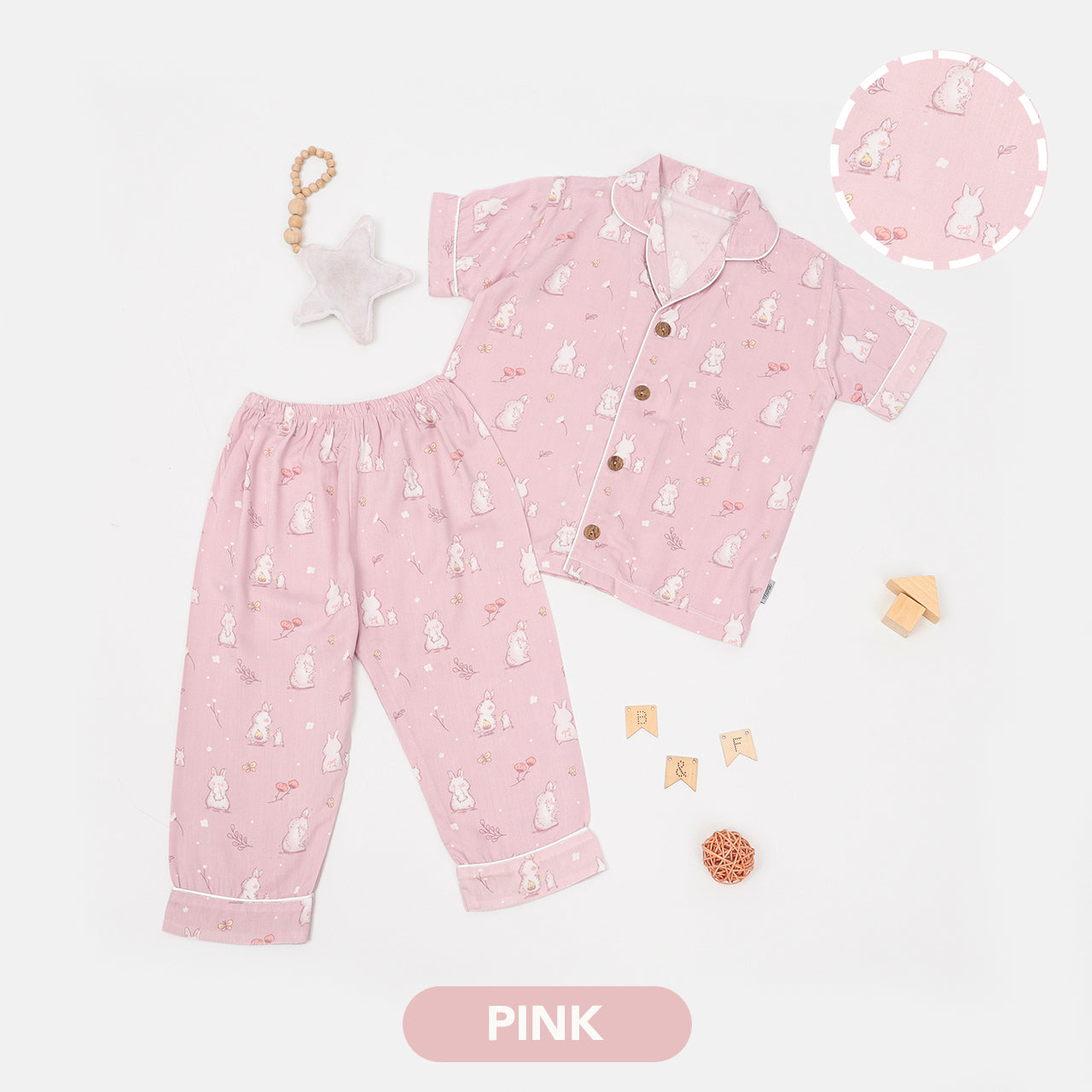 Mooi x Big Bear & Bird Piyama Anak Baju Tidur Anak Short Pajamas Kids