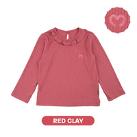 Mooi Atasan Lengan Panjang Anak Perempuan Comfy Rib Ruffle Long Sleeve Top