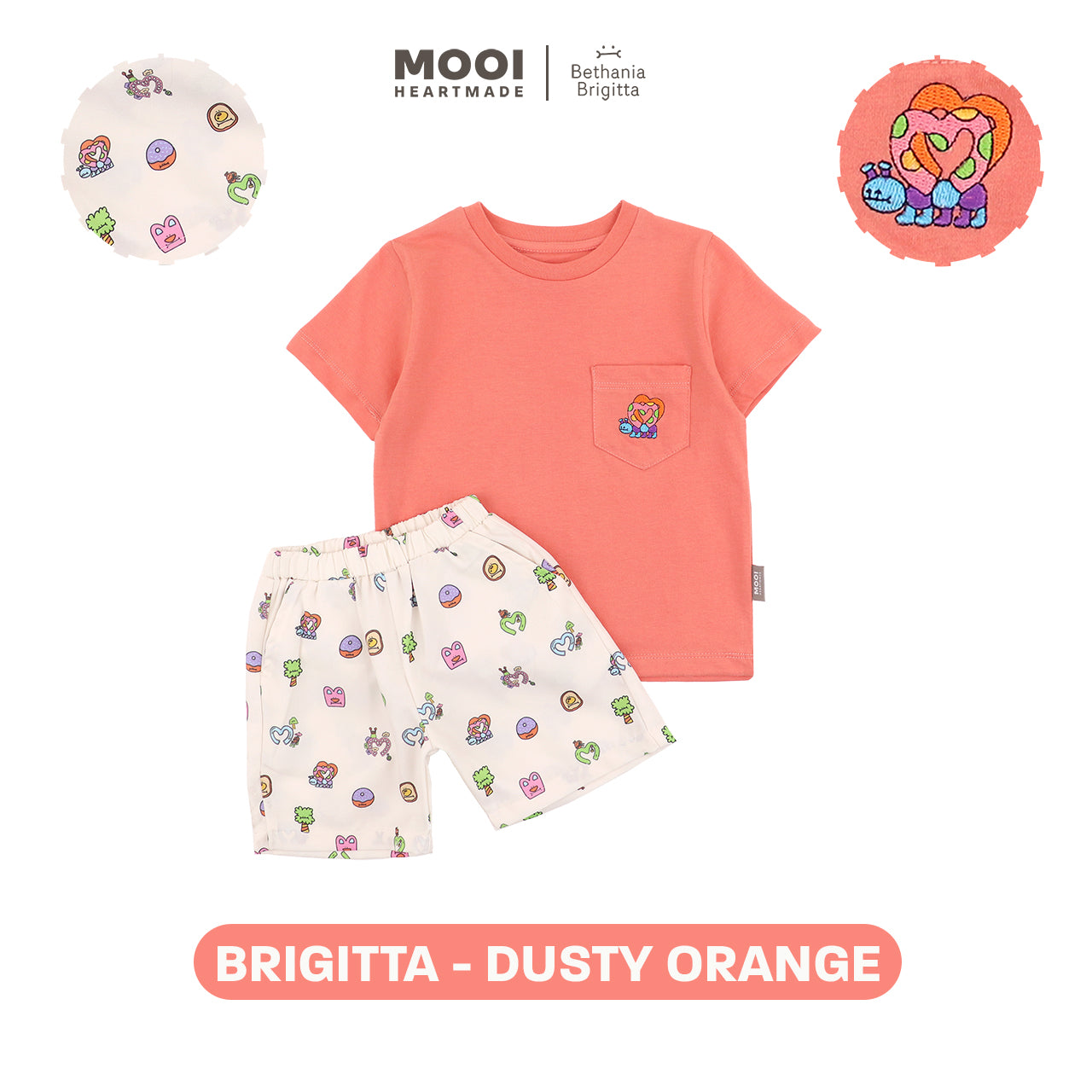 Mooi Artventure x Illustrator Pocket Tee Set Setelan Anak