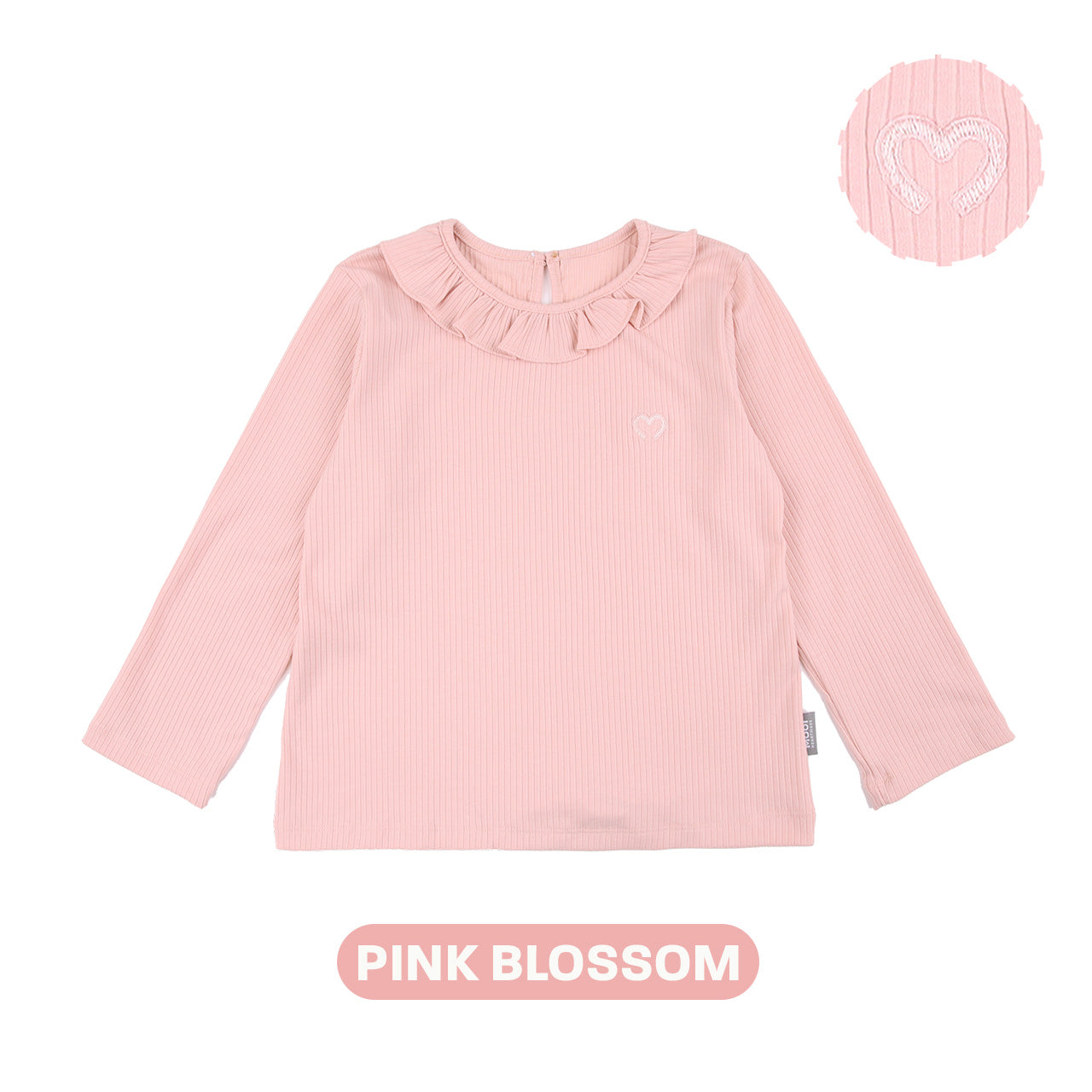 Mooi Atasan Lengan Panjang Anak Perempuan Comfy Rib Ruffle Long Sleeve Top
