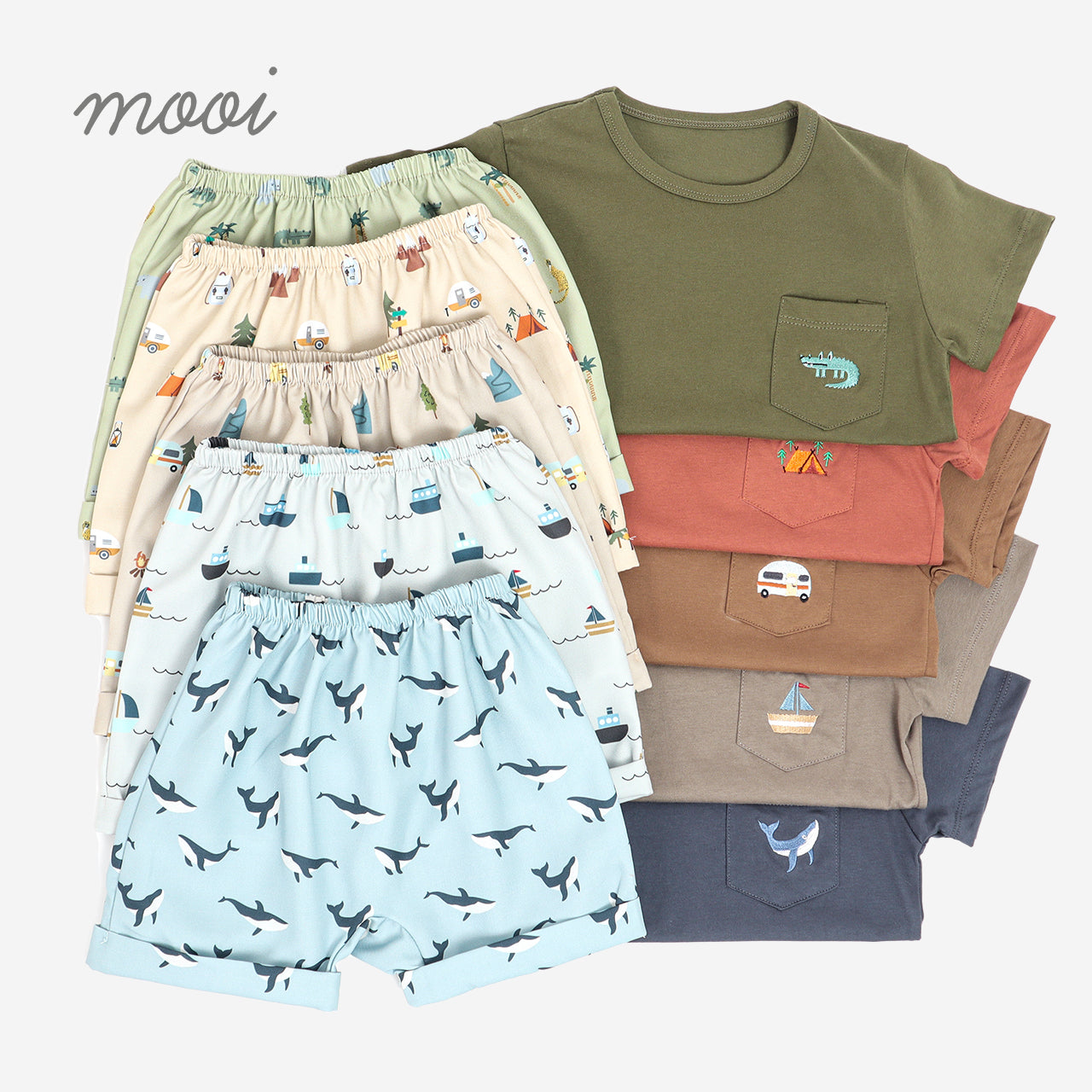 Mooi Setelan Anak Kaos Anak Tshirt Pocket Tee Set