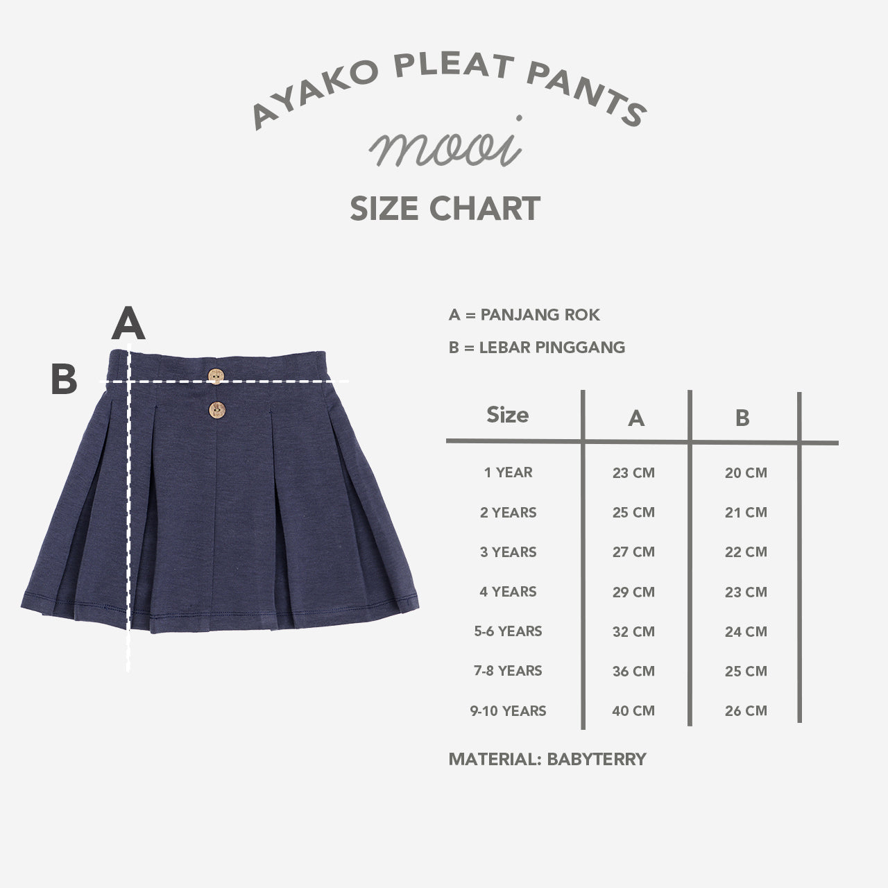 Mooi Rok Celana Anak Perempuan Ayako Skort Pleat Pants