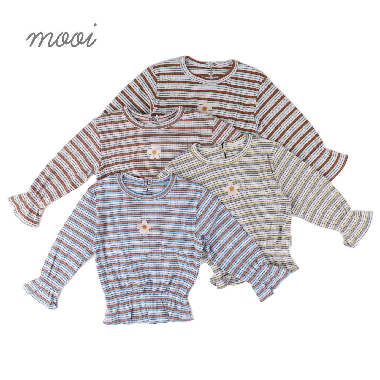 Mooi Atasan Anak Perempuan Daniele Rib Striped Top