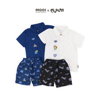 Mooi X Muklay Setelan Anak Laki-laki Kemeja Anak Basic Shirt Set