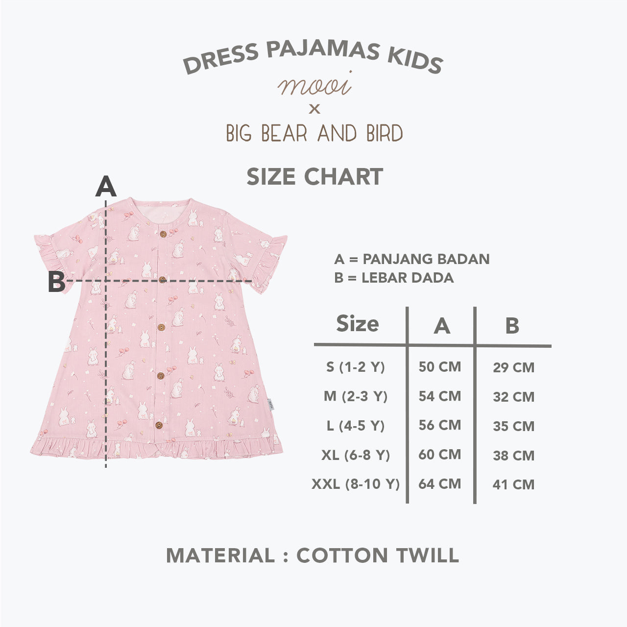 Mooi x Big Bear & Bird Piyama Anak Dress Pajamas Kids