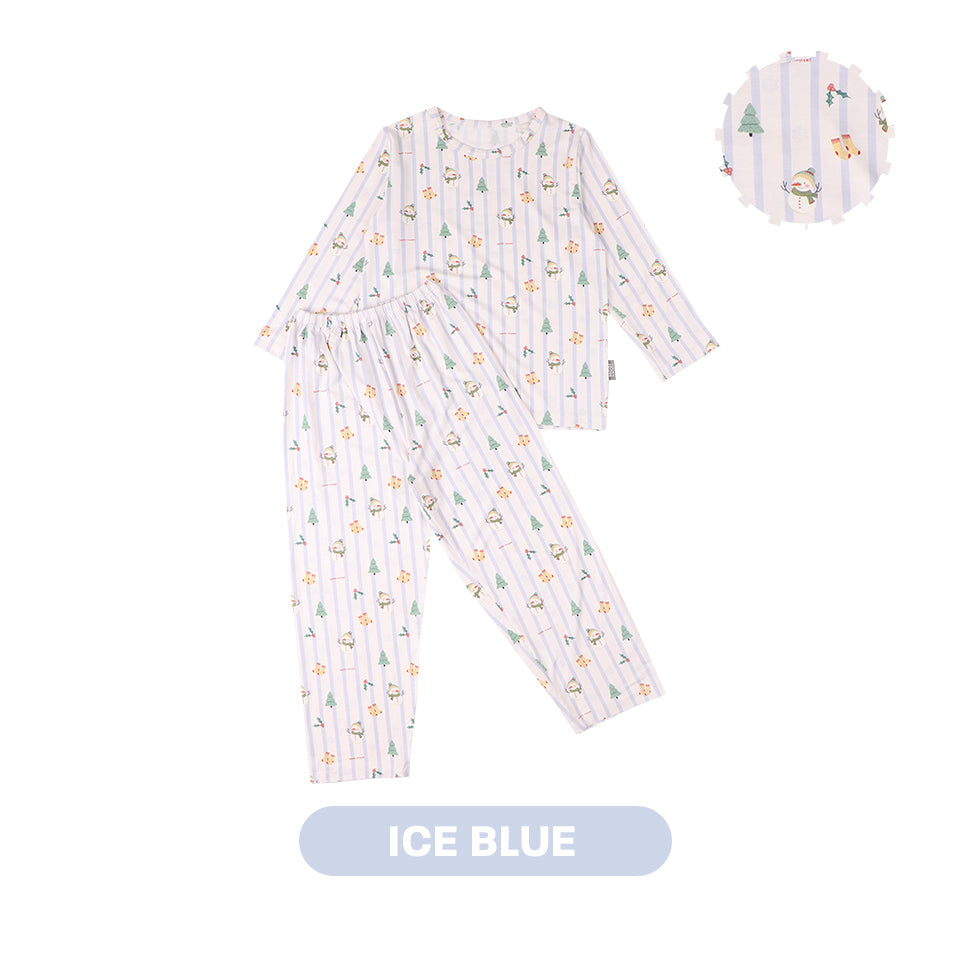 Mooi Setelan Anak Unisex Tencel Christmas Collection Christmas Pajamas Kids