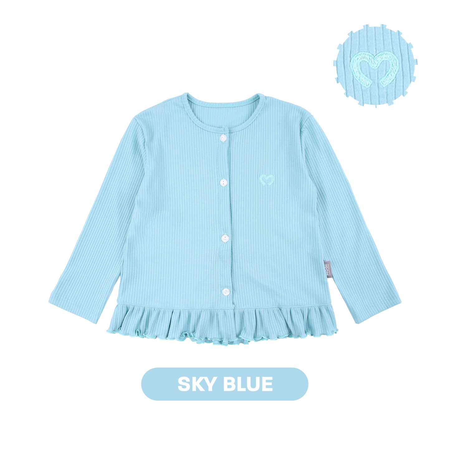 Mooi Atasan Anak Perempuan Comfy Rib Cardigan Ruffle