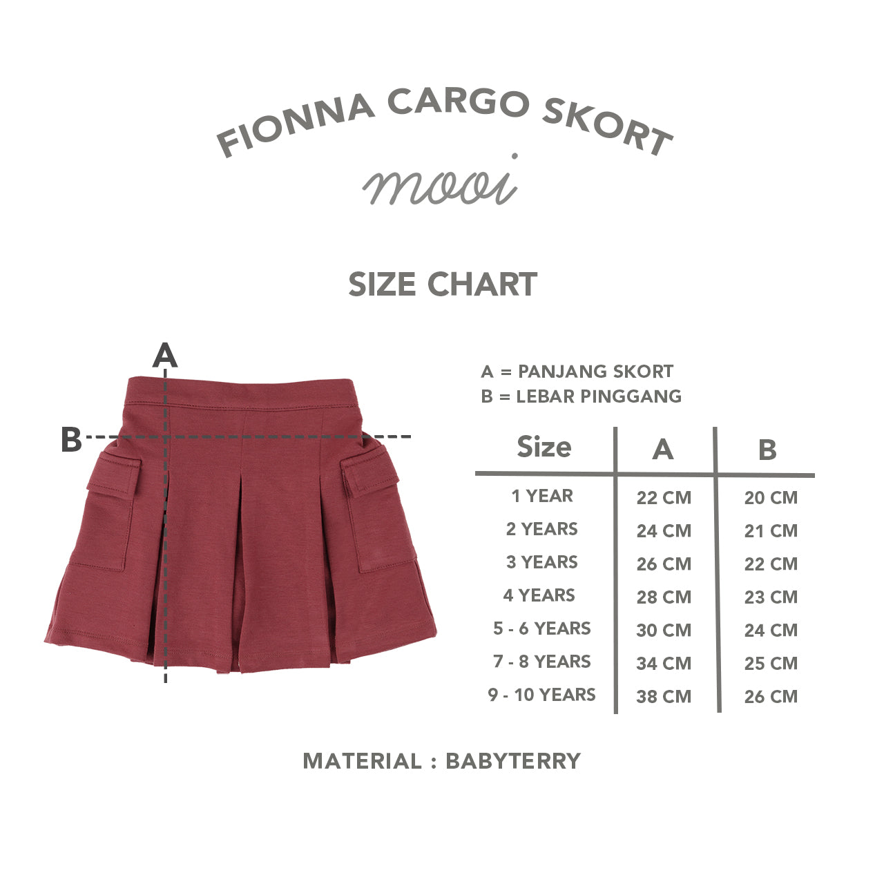 Mooi Rok Celana Skort Anak Perempuan Fionna Cargo Skort Pants