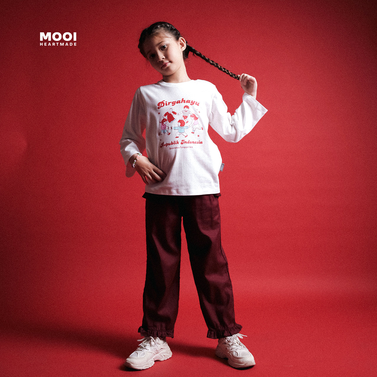 Mooi Merdeka Kaos Kemerdekaan 17 Agustus T-shirt Anak Merdeka Long Sleeve Tee Dirgahayu Indonesia
