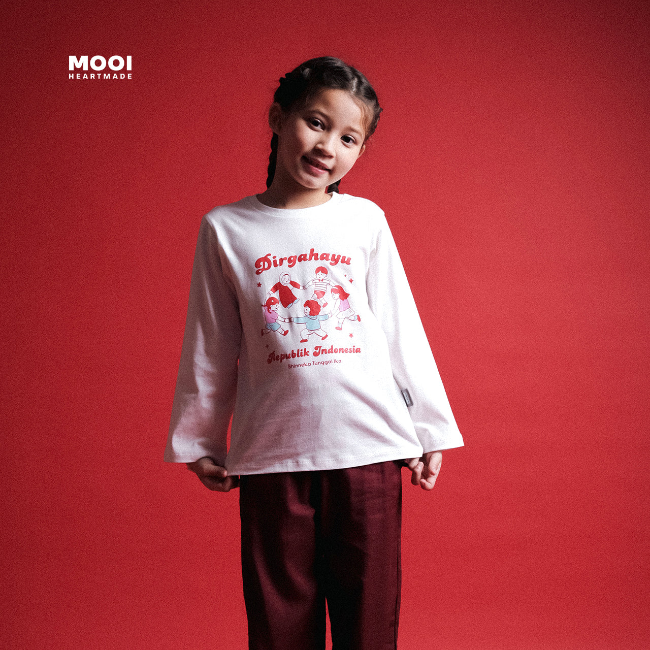 Mooi Merdeka Kaos Kemerdekaan 17 Agustus T-shirt Anak Merdeka Long Sleeve Tee Dirgahayu Indonesia