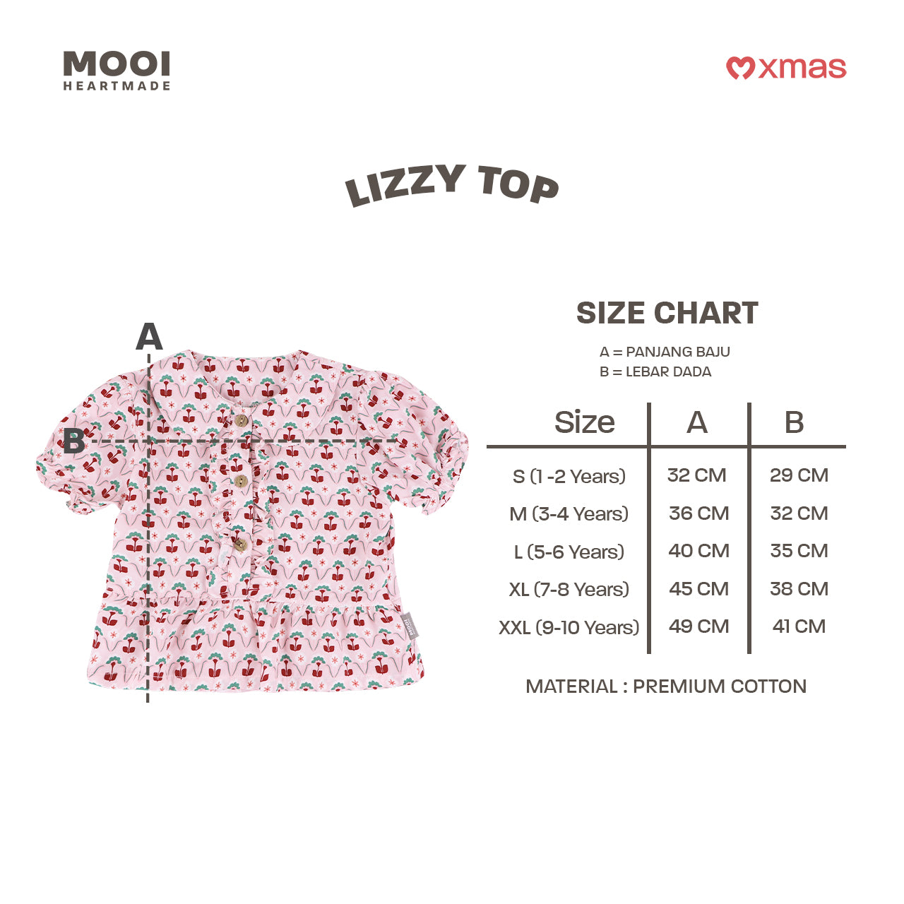 Mooi Atasan Anak Perempuan Christmas Collection Lizzy Top