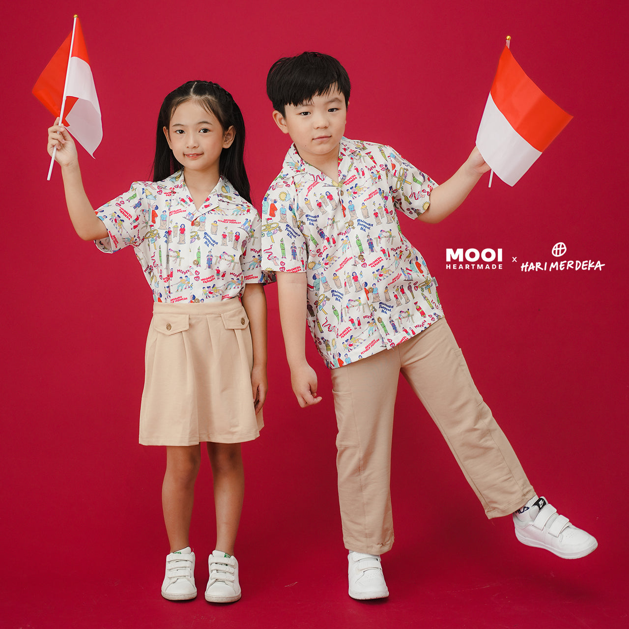 Mooi x Hari Merdeka Kaos Kemerdekaan Kemeja Anak Printed Shirt
