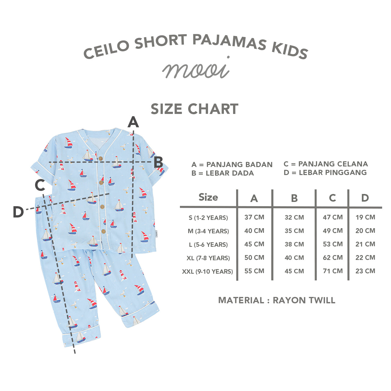 Mooi Piyama Anak Baju Tidur Anak Ceilo Short Pajamas Kids