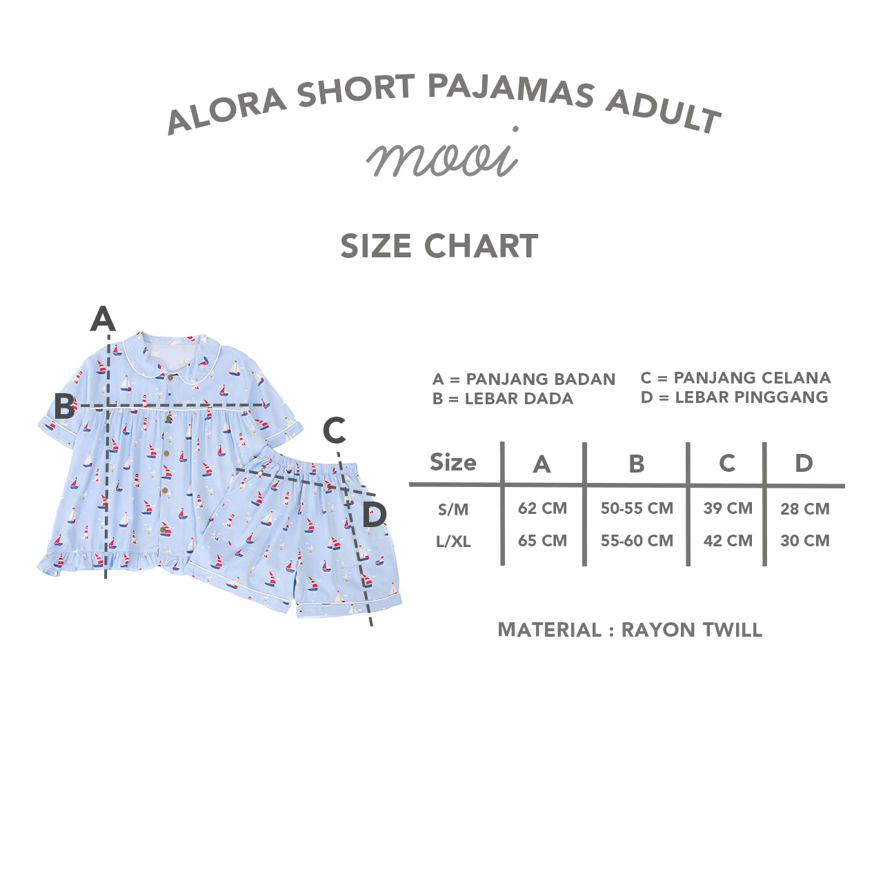 Mooi Piyama Dewasa Setelan Alora Short Pajamas Adult