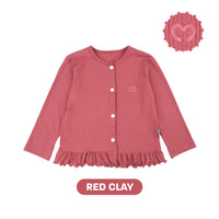 Mooi Atasan Anak Perempuan Comfy Rib Cardigan Ruffle