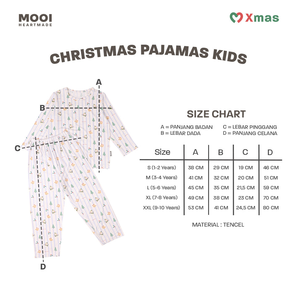 Mooi Setelan Anak Unisex Tencel Christmas Collection Christmas Pajamas Kids