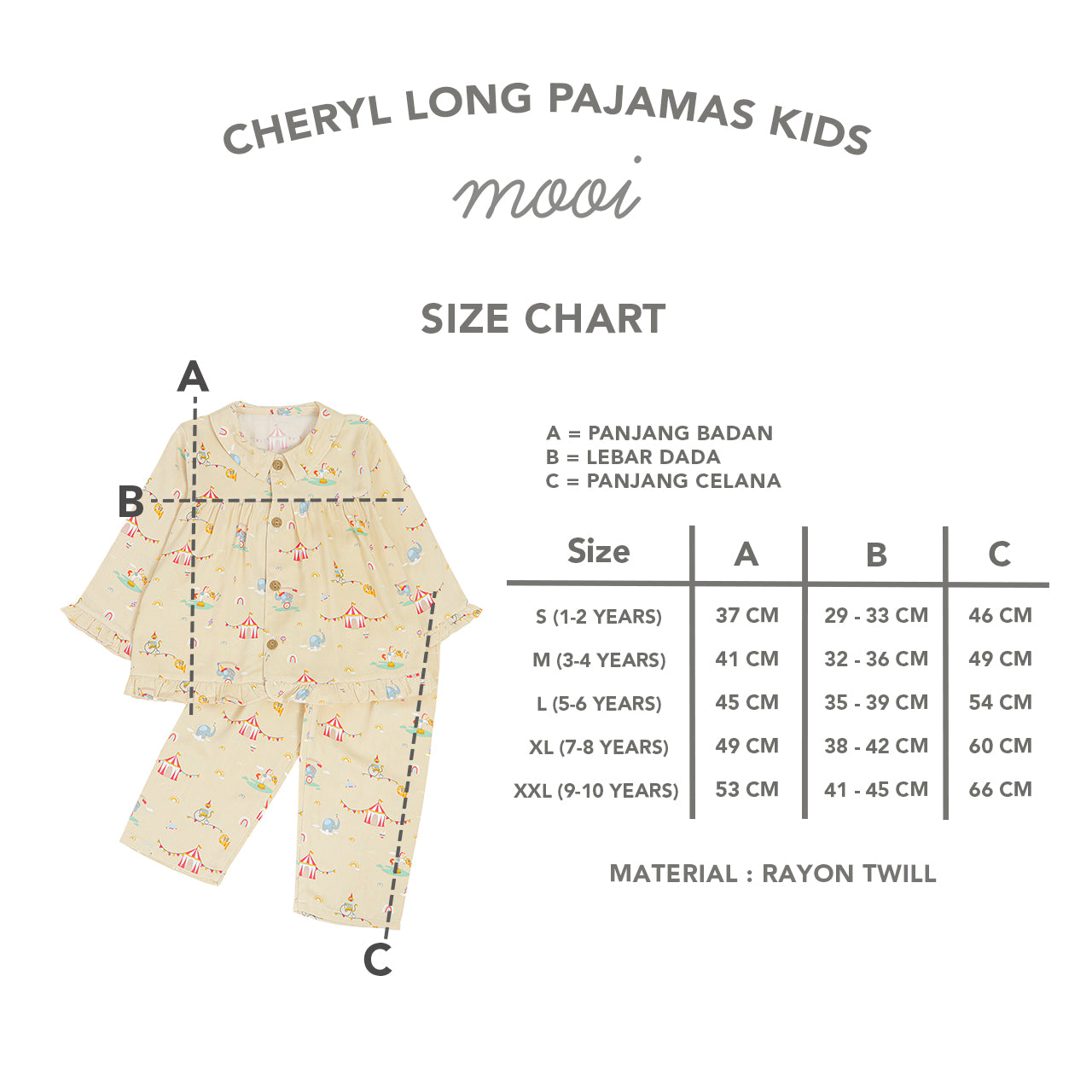 Mooi Piyama Panjang Anak Baju Tidur Cheryl Anak Long Pajamas Kids