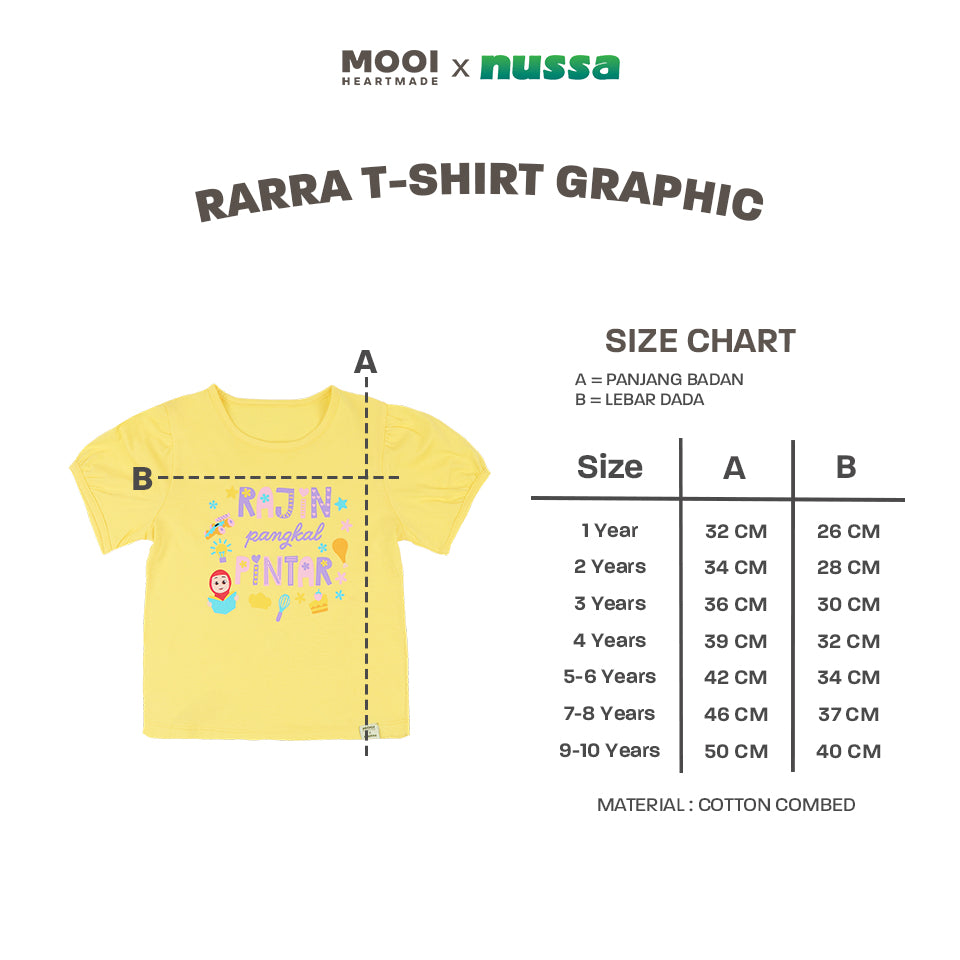 Mooi x Nussa Kaos Anak Perempuan Rarra Tshirt Graphic