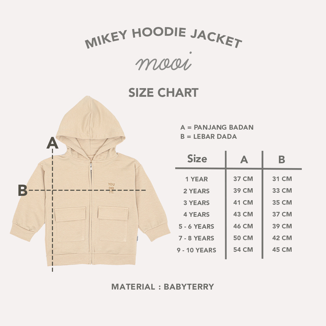 Mooi Atasan Hoodie Panjang Anak Mikey Hoodie