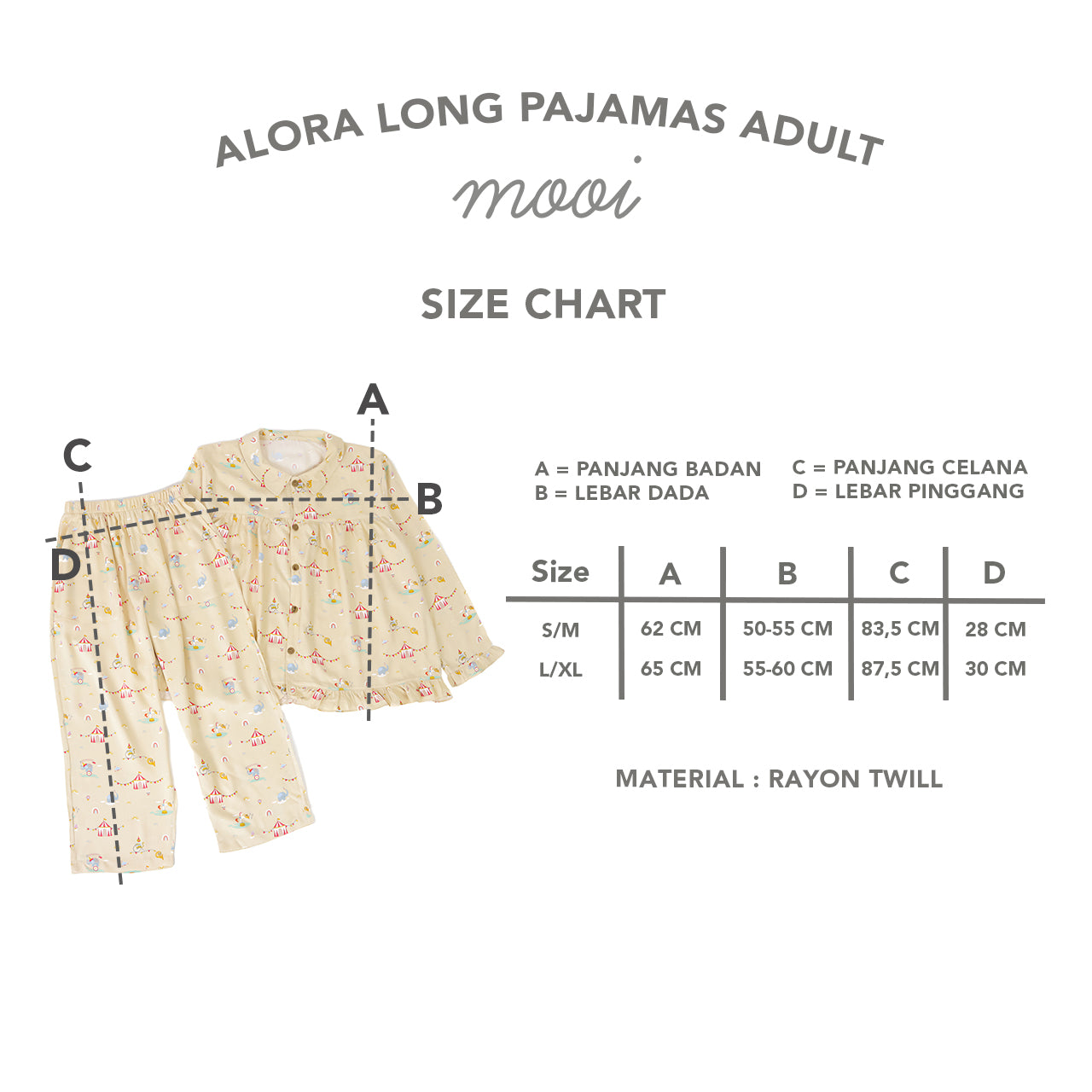 Mooi Piyama Dewasa Setelan Alora Long Pajamas Adult
