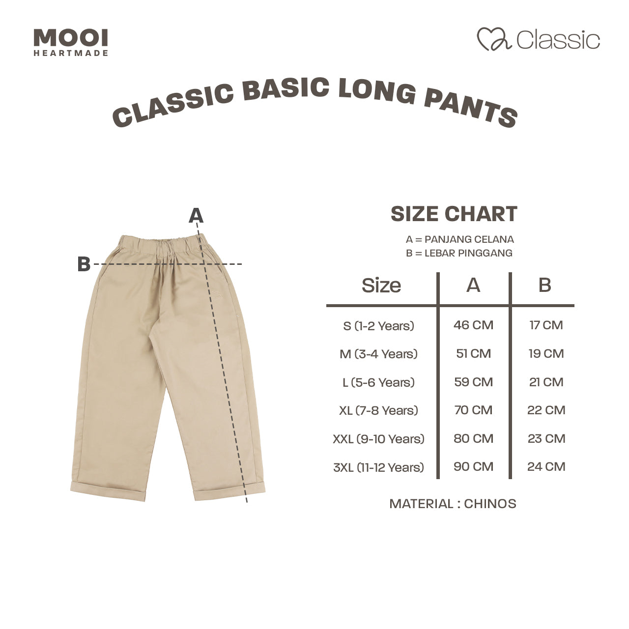 Mooi Celana Panjang Anak Laki-Laki Classic Basic Long Pants