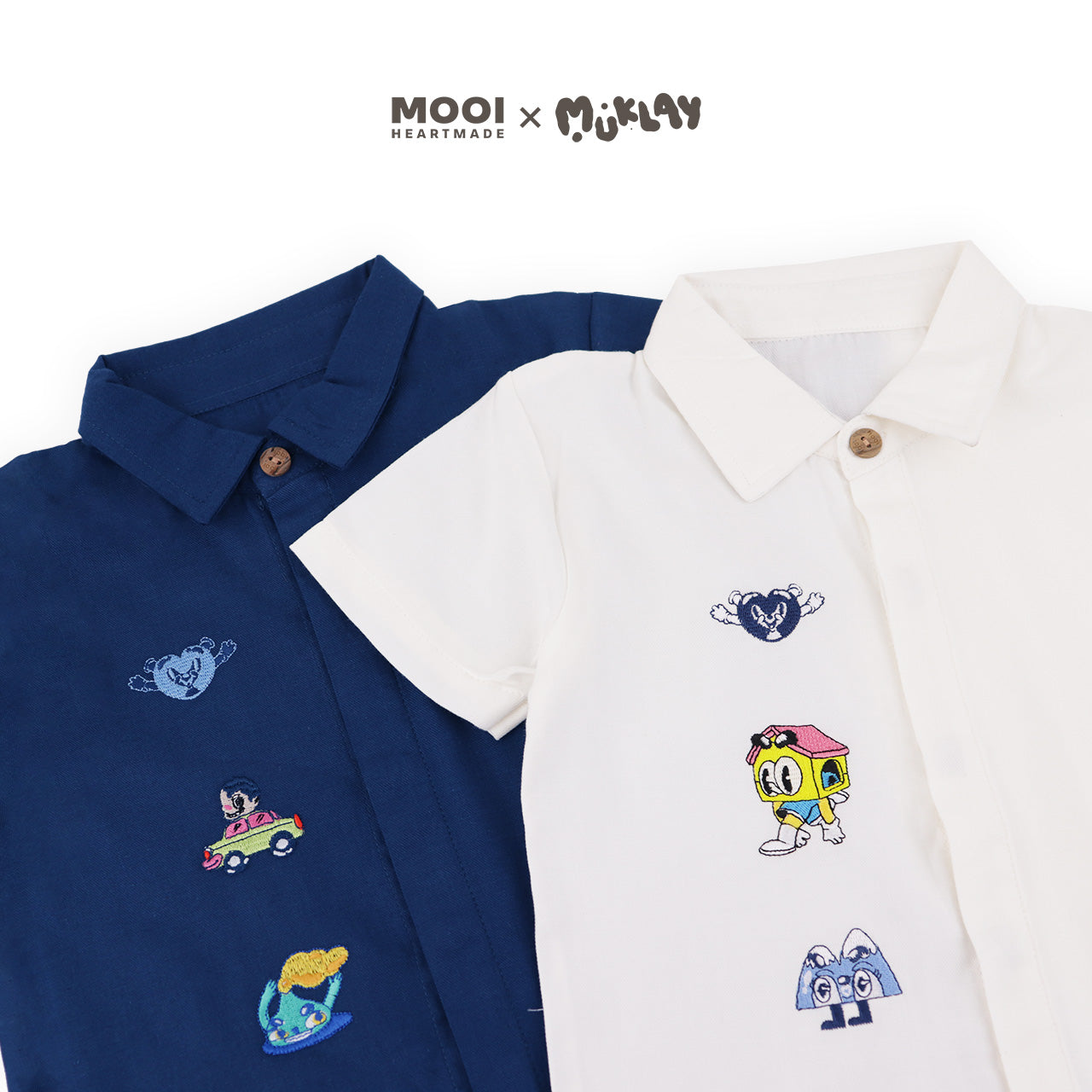 Mooi X Muklay Setelan Anak Laki-laki Kemeja Anak Basic Shirt Set