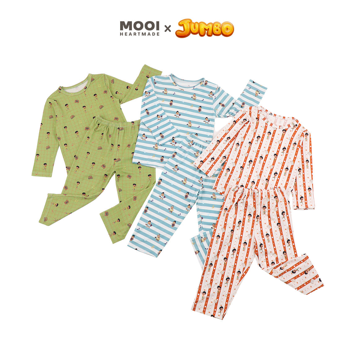 Mooi x Jumbo Setelan Anak Unisex Tencel Long Pajamas Kids