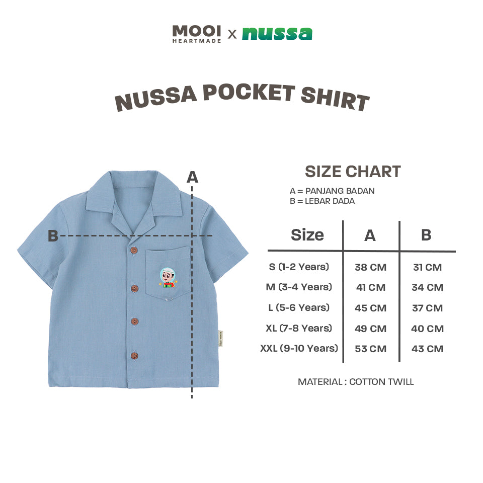 Mooi x Nussa Kemeja Anak Laki-Laki Nussa Pocket Shirt
