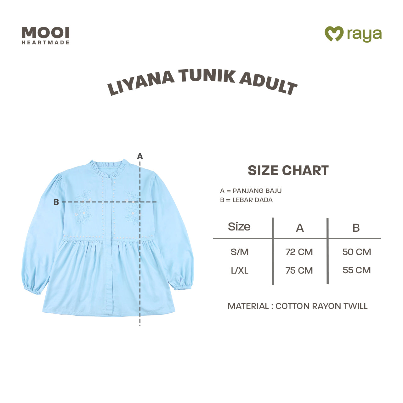 Mooi Tunik Wanita Atasan Wanita Raya Collection Liyana Tunik Adult Basic Series 2026