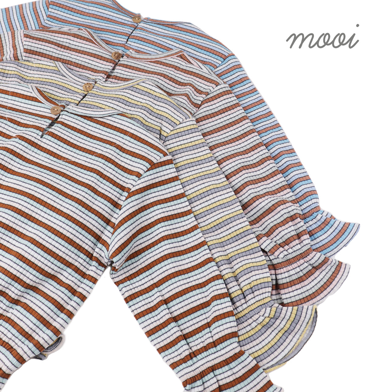 Mooi Atasan Anak Perempuan Daniele Rib Striped Top