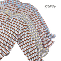 Mooi Atasan Anak Perempuan Daniele Rib Striped Top