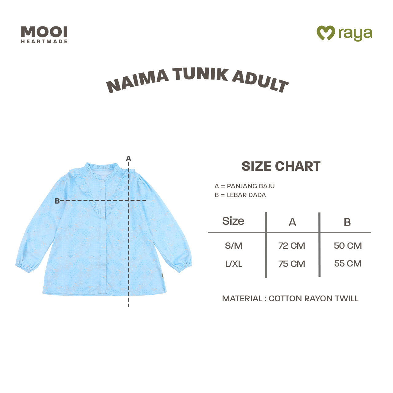 Mooi Tunik Wanita Atasan Wanita Raya Collection Naima Tunik Adult Zeina Series