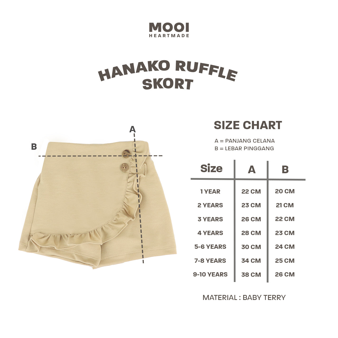 Mooi Rok Celana Anak Perempuan Hanako Ruffle Skort