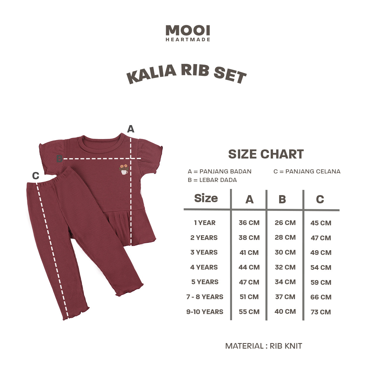 Mooi Setelan Anak Kalia Rib Set