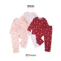 Mooi Setelan Anak Unisex Tencel Christmas Collection Christmas Pajamas Kids