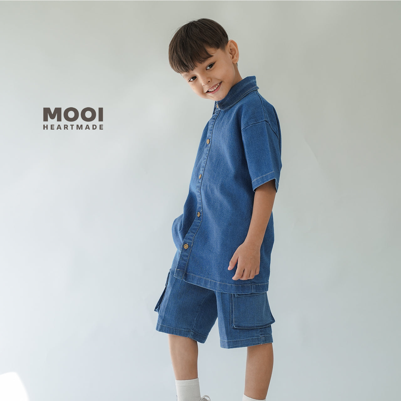 Mooi Celana Jeans Anak Kids Denim Bian Short Cargo Pants
