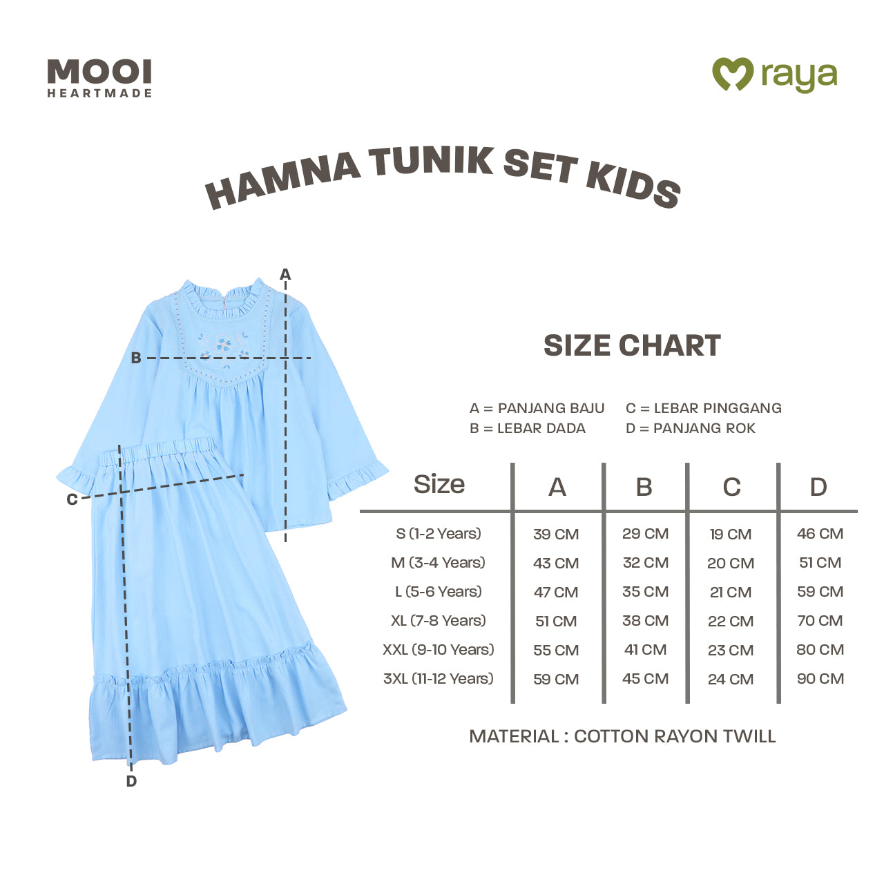 Mooi Setelan Anak Perempuan Raya Collection Hamnah Tunik Set