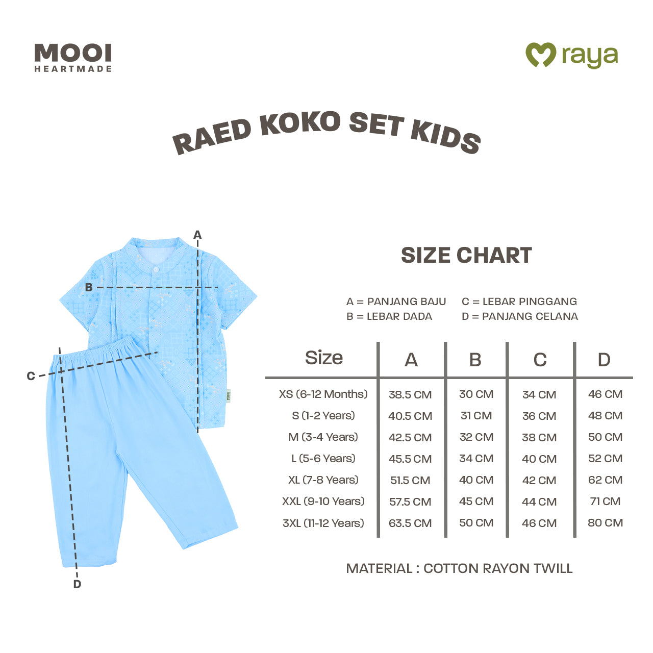 Mooi Raed Koko Set Setelan Koko Anak Raya Collection Zeina Series