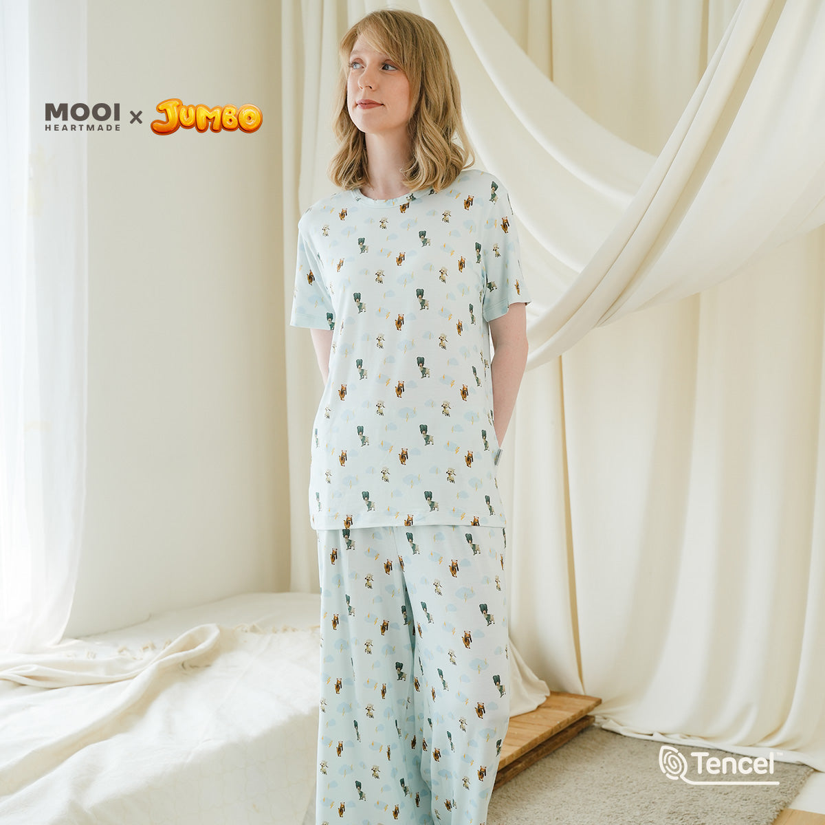Mooi x Jumbo Piyama Dewasa Setelan Tencel Long Pajamas Adult