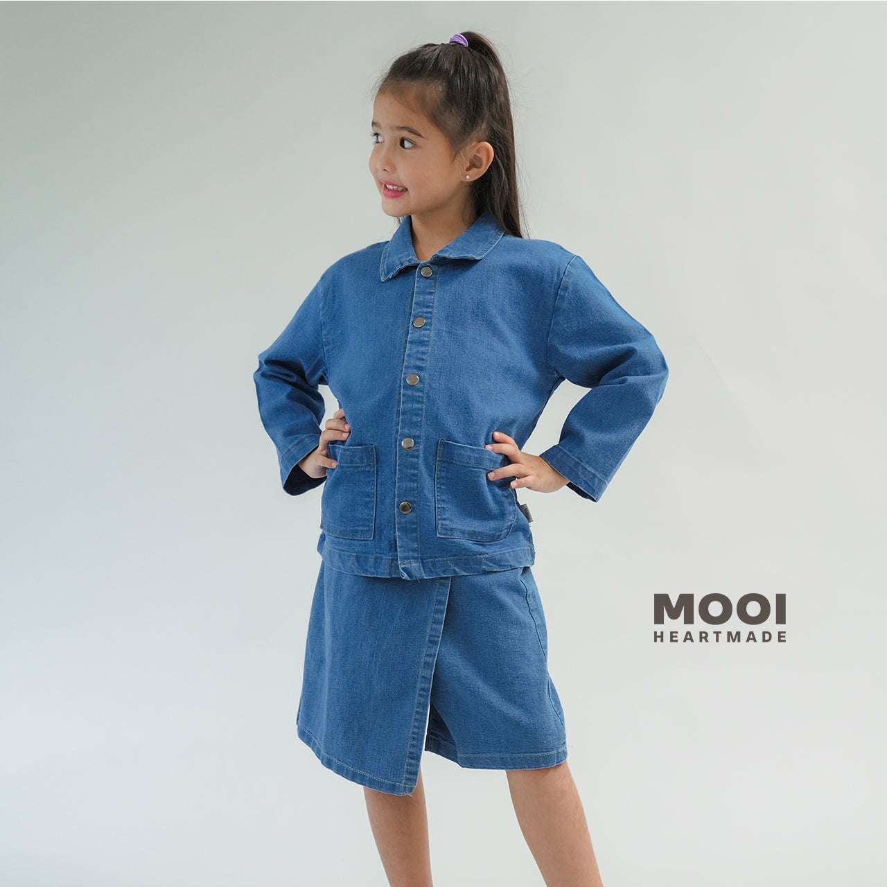 Mooi Rok Celana Skort Jeans Anak Chiara Denim Skort