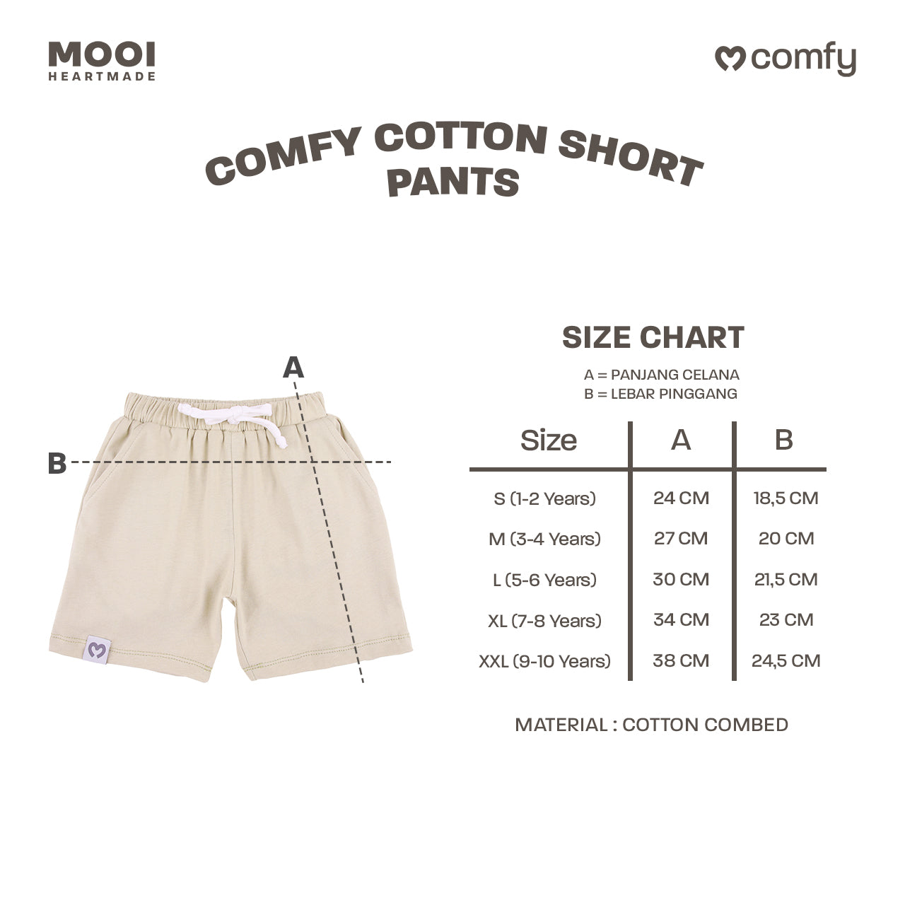 Mooi Celana Pendek Anak Comfy Cotton Short Pants Kids
