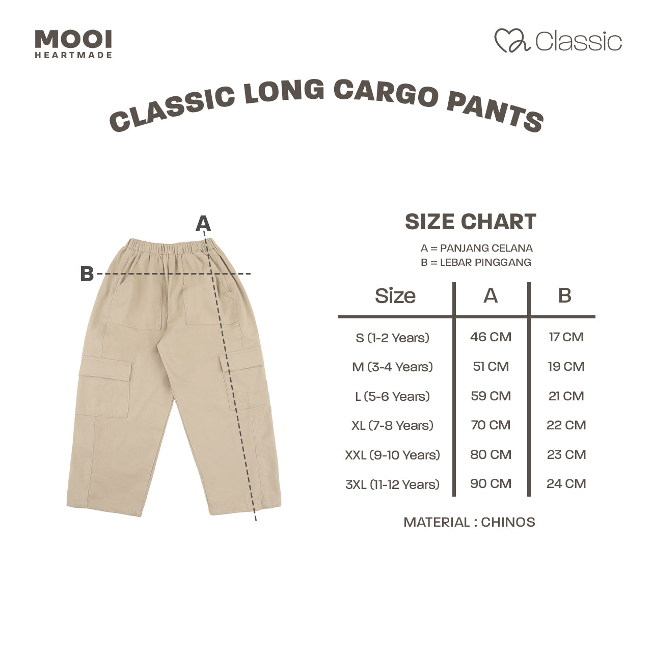 Mooi Celana Panjang Cargo Anak Laki-Laki Classic Long Cargo Pants