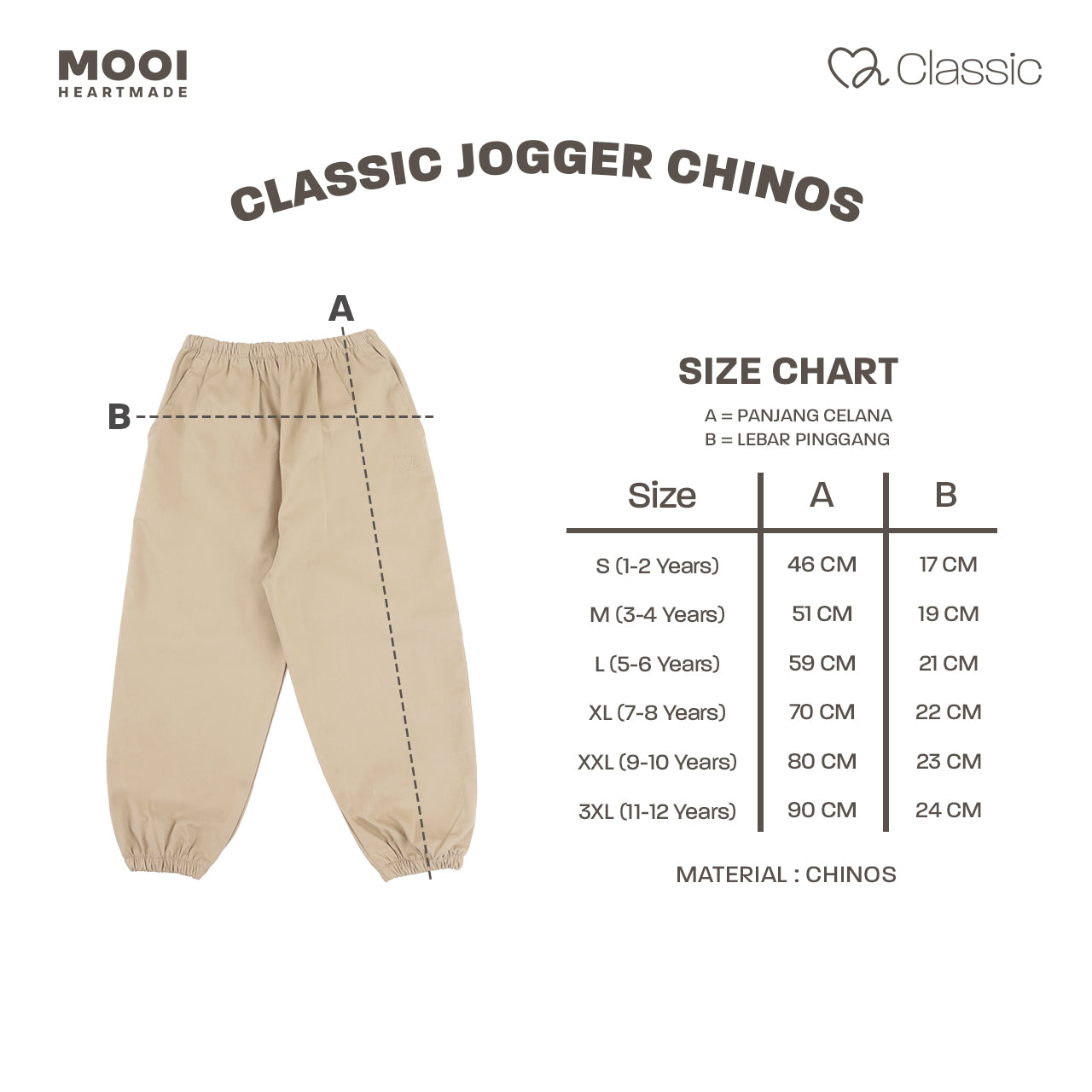 Mooi Celana Jogger Anak Laki-Laki Classic Jogger Chinos Pants