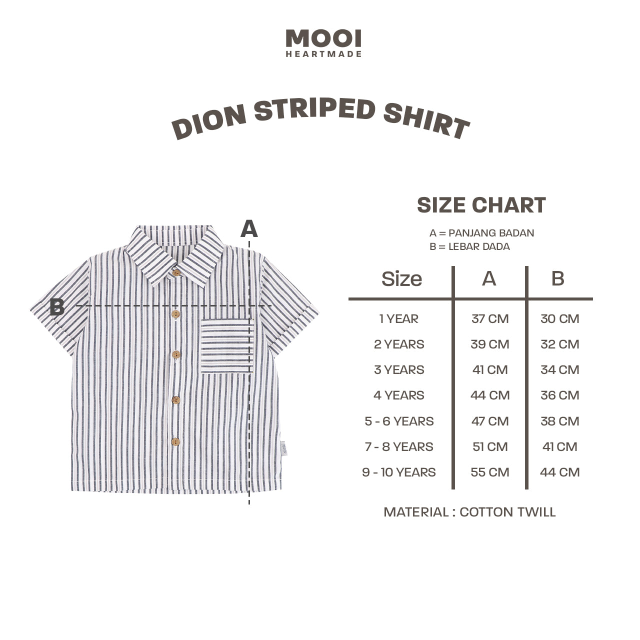 Mooi Kemeja Anak Laki-laki Kemeja Katun Motif Dion Striped Shirt
