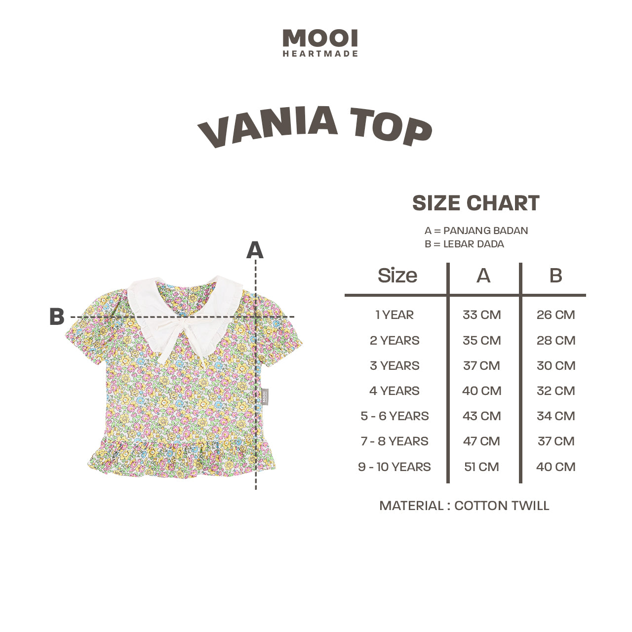 Mooi Atasan Anak Perempuan Vania Top