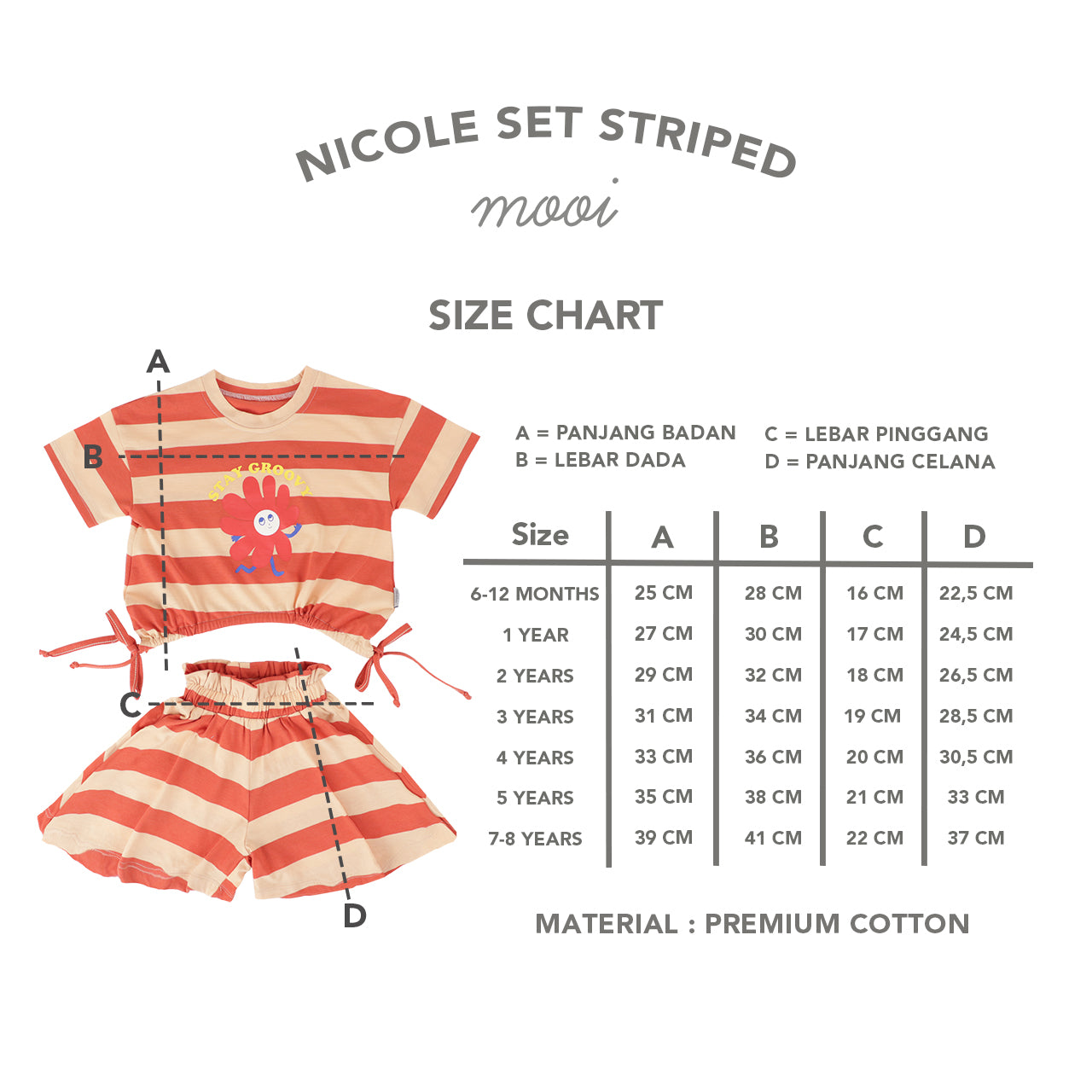 Mooi Setelan Anak Perempuan Nicole Striped Set