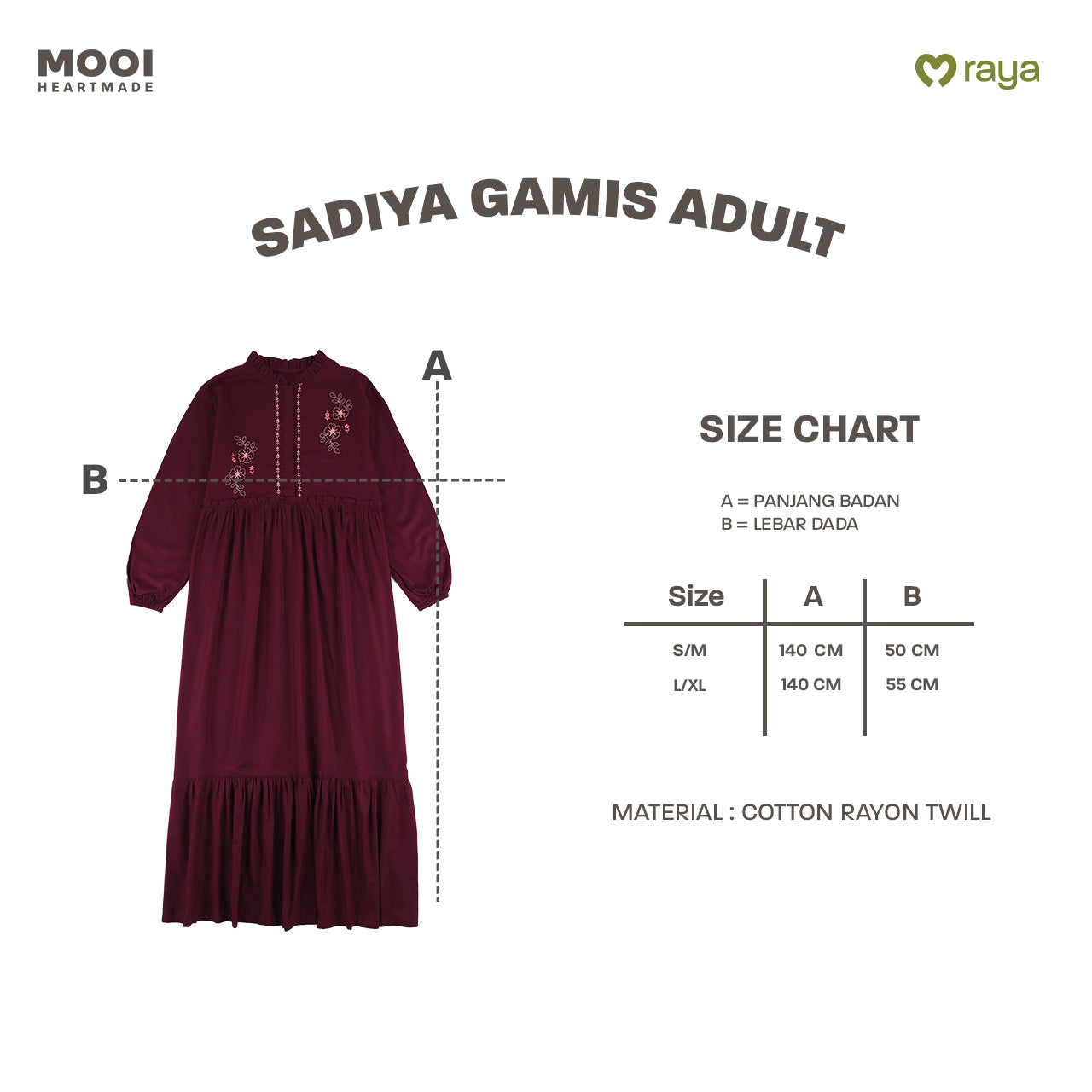 Mooi Dress Dewasa Raya Collection Sadiya Gamis Adult