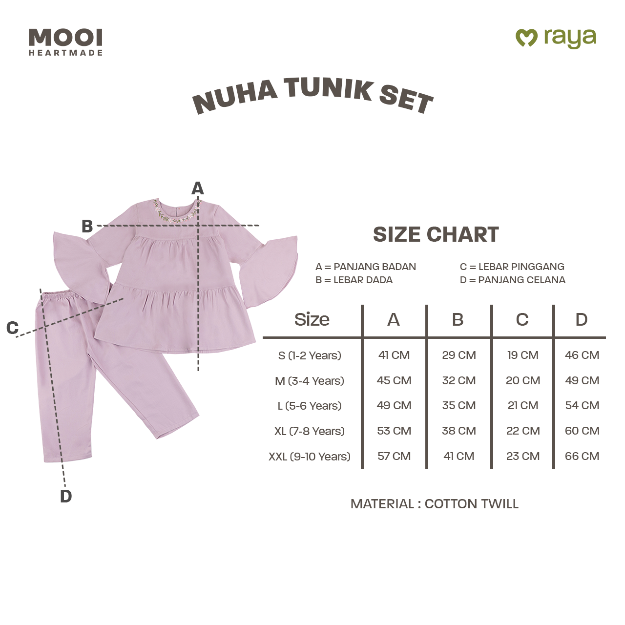 Mooi Setelan Anak Perempuan Nuha Tunik Set