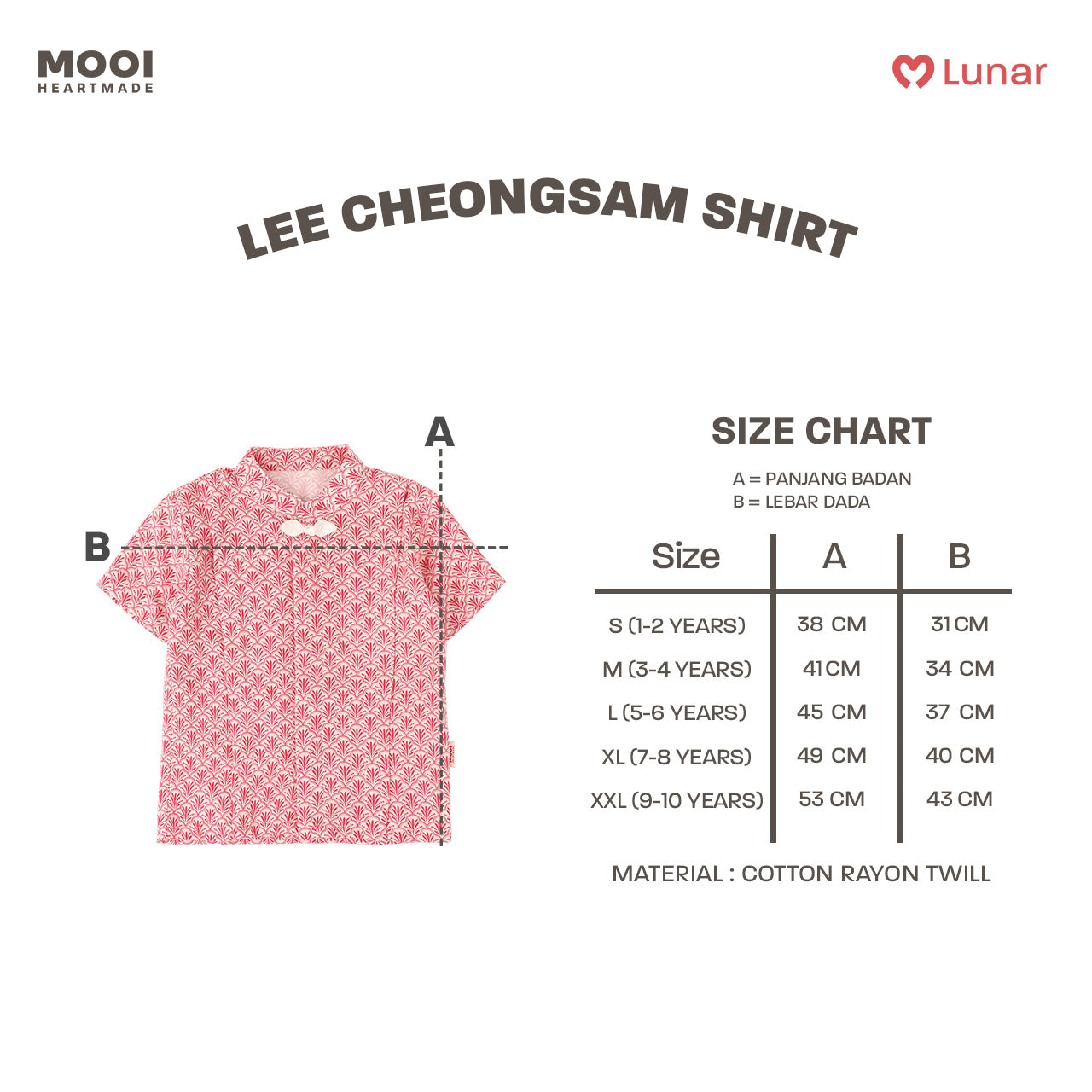 Mooi Kemeja Anak Laki-Laki Lunar Collection Lee Cheongsam Shirt