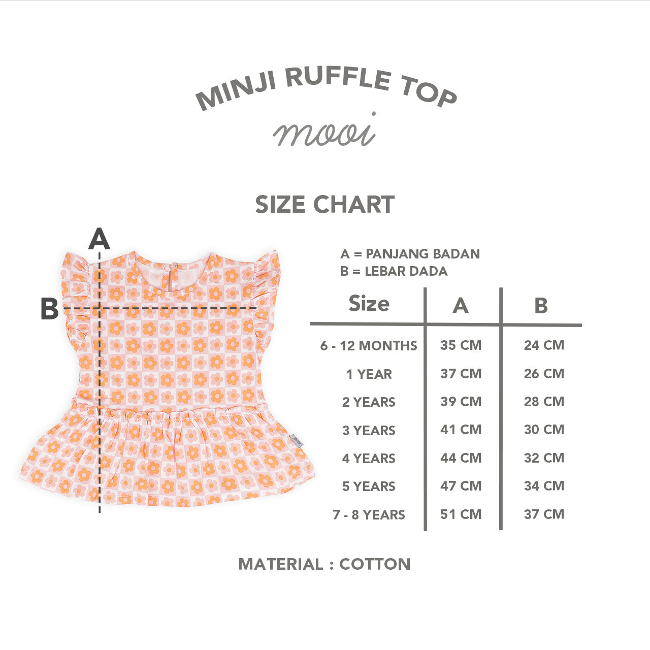 Mooi Atasan Anak Perempuan Minji Ruffle Top